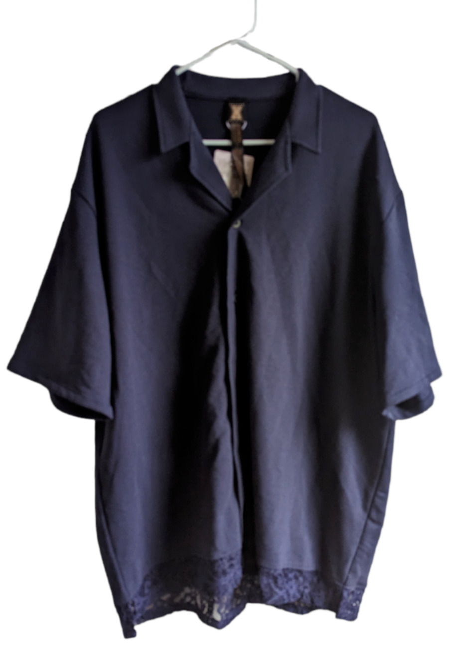 Savage X Fenty Women's Oversized Button Up Lounge Shirt Navy Blue Size M NWT
